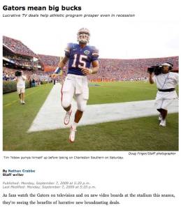 gator_bucks Gainesville Sun's lead story for Sept. 7, 2009