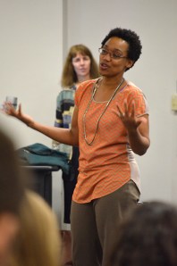 Nadene Reynolds offered advice about interviewing for jobs to students in the College of Journalism and Communications. Photo by Gabriella Nicholas