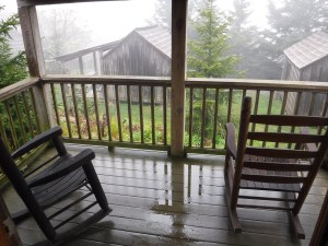 cabin porch of LeConte Lodge cabin