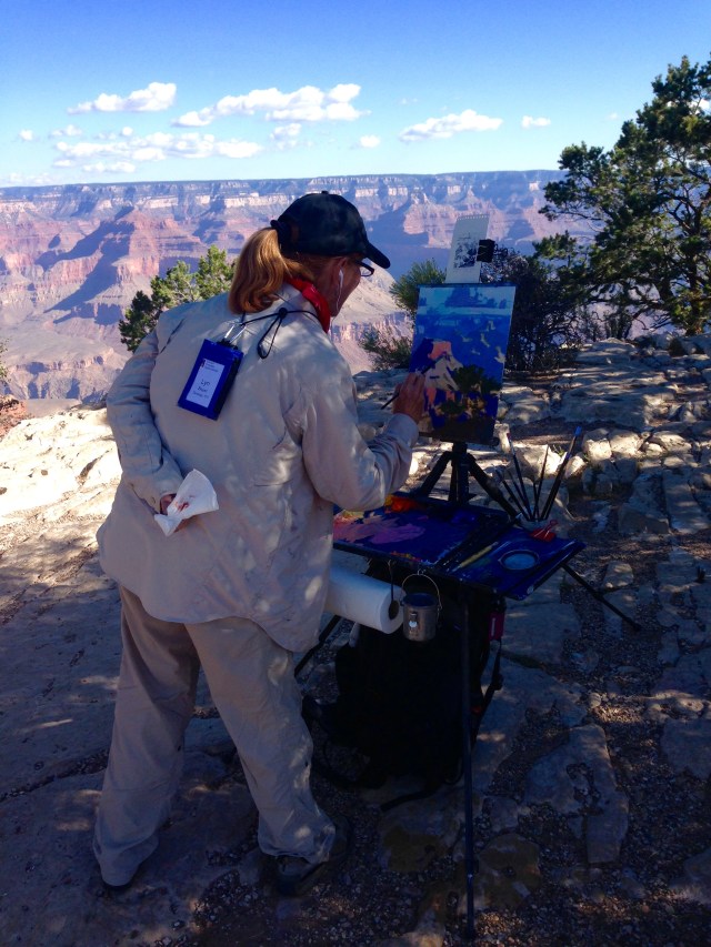 Lyn Boyer painting on South Rim - photo by Julie Dodd