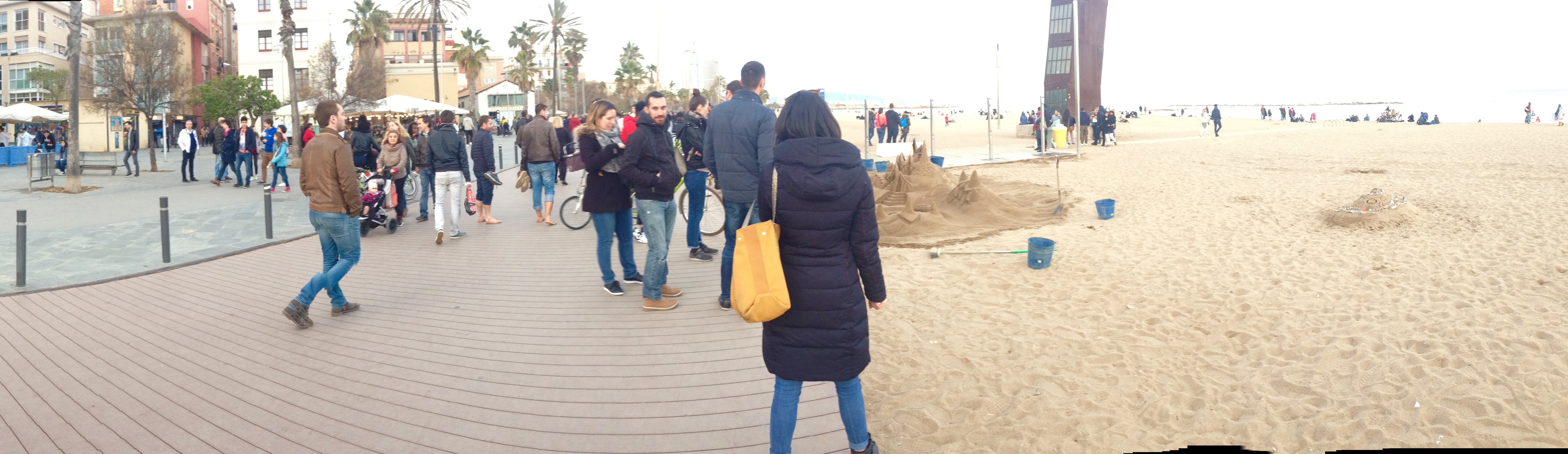 Barcelona walkway along beach