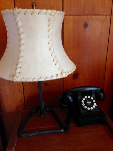 Timberline Lodge rawhide and rod iron lamp