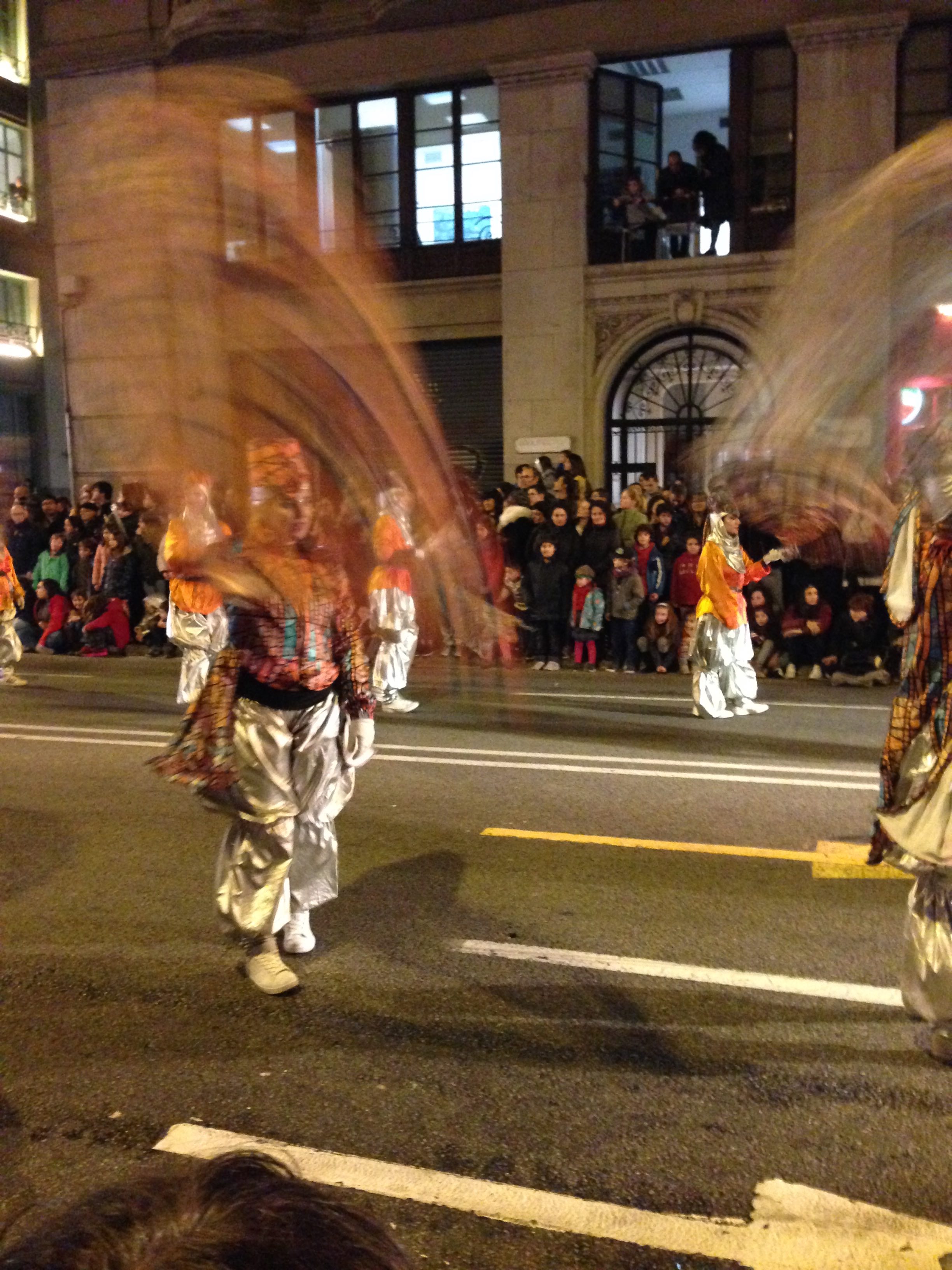 performers in Three Kings Parade in Barcelona