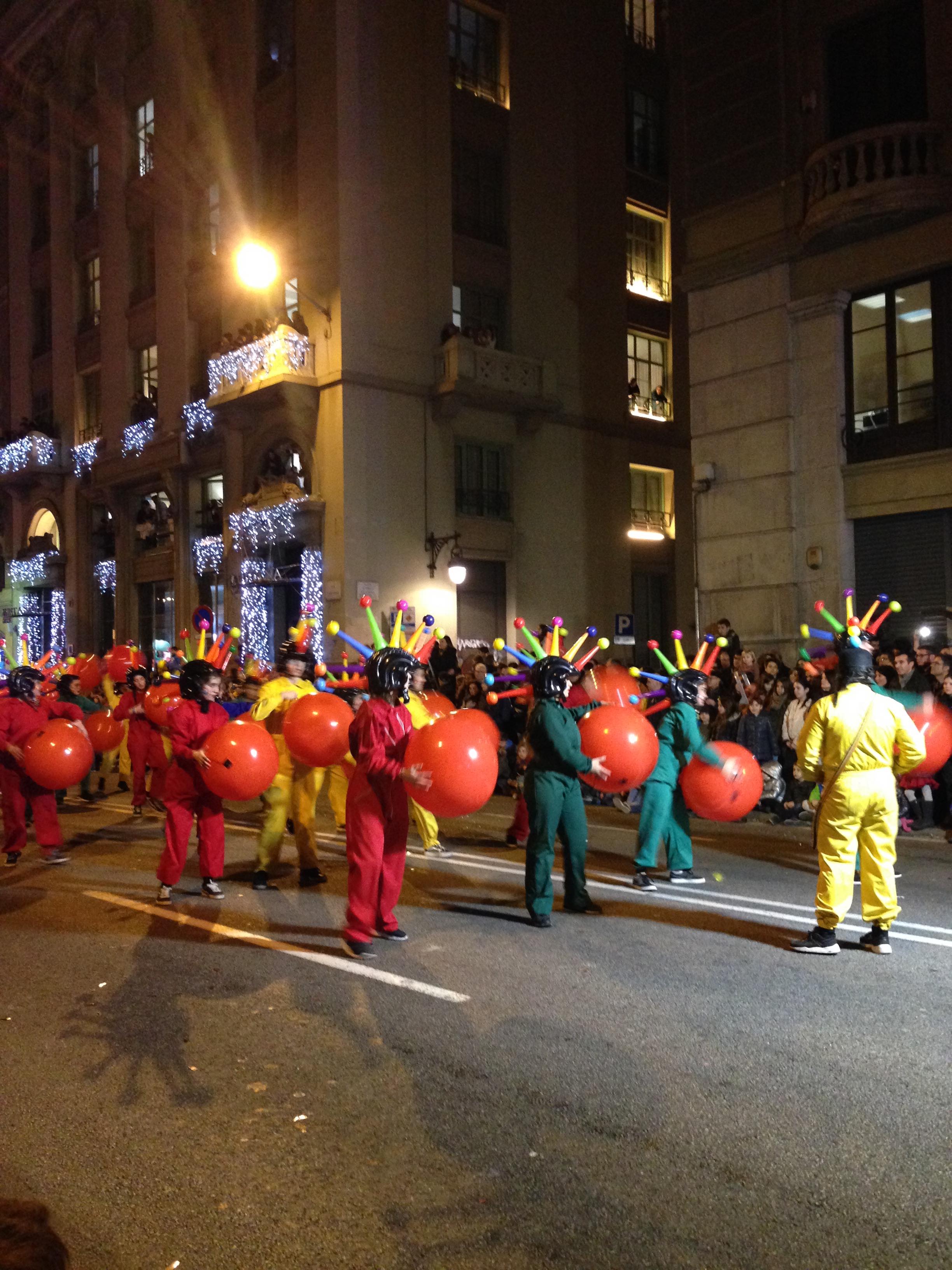 performers in Three Kings Parade in Barcelona