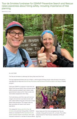 Chris Ford and Nancy East hiking in GSMNP