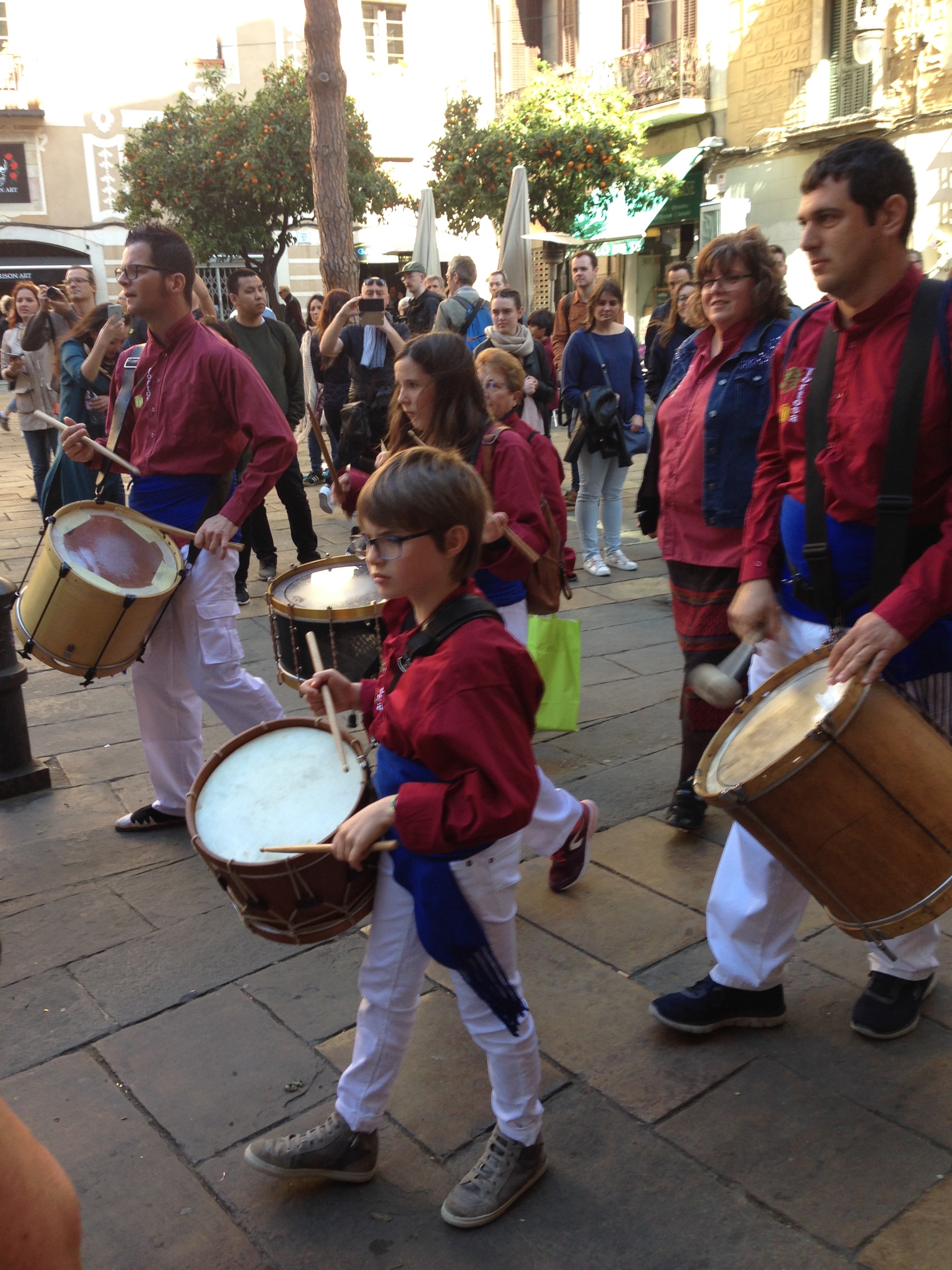 Catalan drummers in festival parade